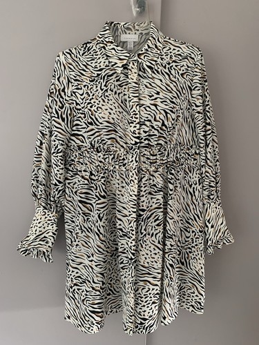 Topshop PETITE ruched shirt dress in animal print Size 12 New Party Going Out - Picture 9 of 14