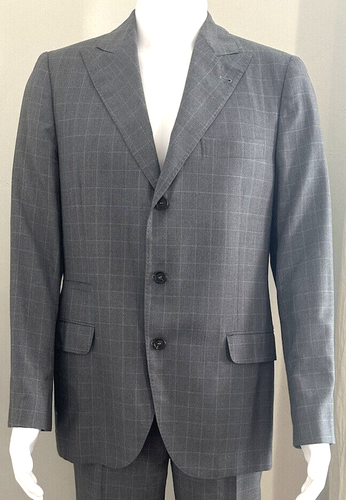 Brunello Cucinelli Men's Gray Window Pane Wool Suit SZ 52-54IT (42-44US) - Picture 5 of 15