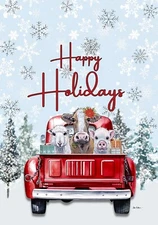 Farm Trio Hippie Hound Studios Happy Holidays Flag