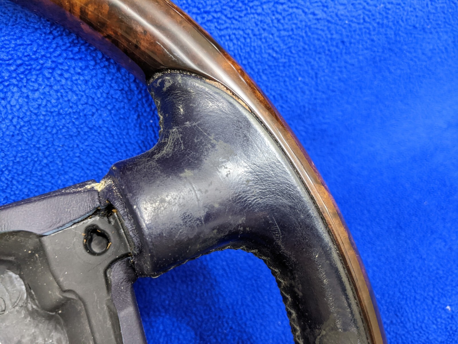 WOOD STEERING dark sapphire BLUE LEATHER BENTLEY FLYING SPUR GT GTC (2004-2010)