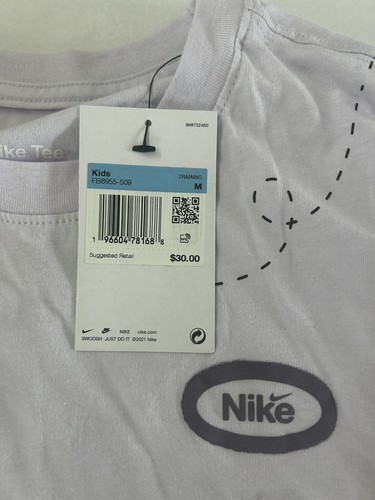 Nike Peace Free Your Mind Basketball Tee T-Shirt Kids Medium Light Purple New - Picture 4 of 5