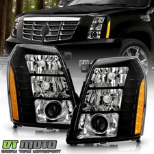 For 2007-2014 Cadillac Escalade HID/Xenon Black Projector Headlights Headlamps