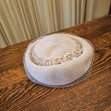 Vintage Tan/Mauve Tint Pillbox Hat Mesh Sequins 6.5-7" Internal Dia.