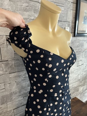 Abercrombie & Fitch Kleid S 36 blau creme Punkte