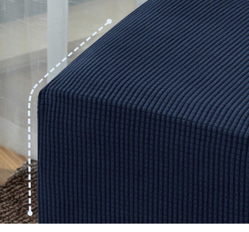 Navy Stretch Storage Ottoman Slipcover Protector One Size Spandex Elastic Cover - Picture 3 of 8
