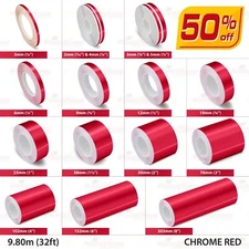 CHROME RED Roll Pin Stripe PinStriping Trim Line Adhesive Tape Vinyl Car STICKER