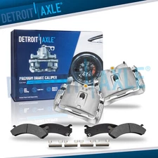 Front Disc Brake Calipers & Brake Pads for Express Silverado Sierra 2500 3500 HD