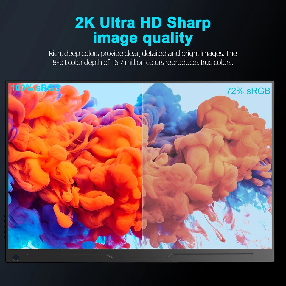 2K Portable Monitor 144Hz Gaming Display 17.3" Larger Monitor HDMI USB C w/VESA - Image 4 of 4