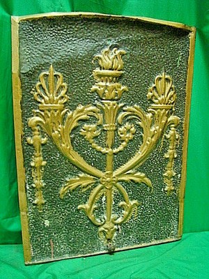 Antique Late 1800 S Tin Ornate Summer Fireplace Cover Torches Ebay