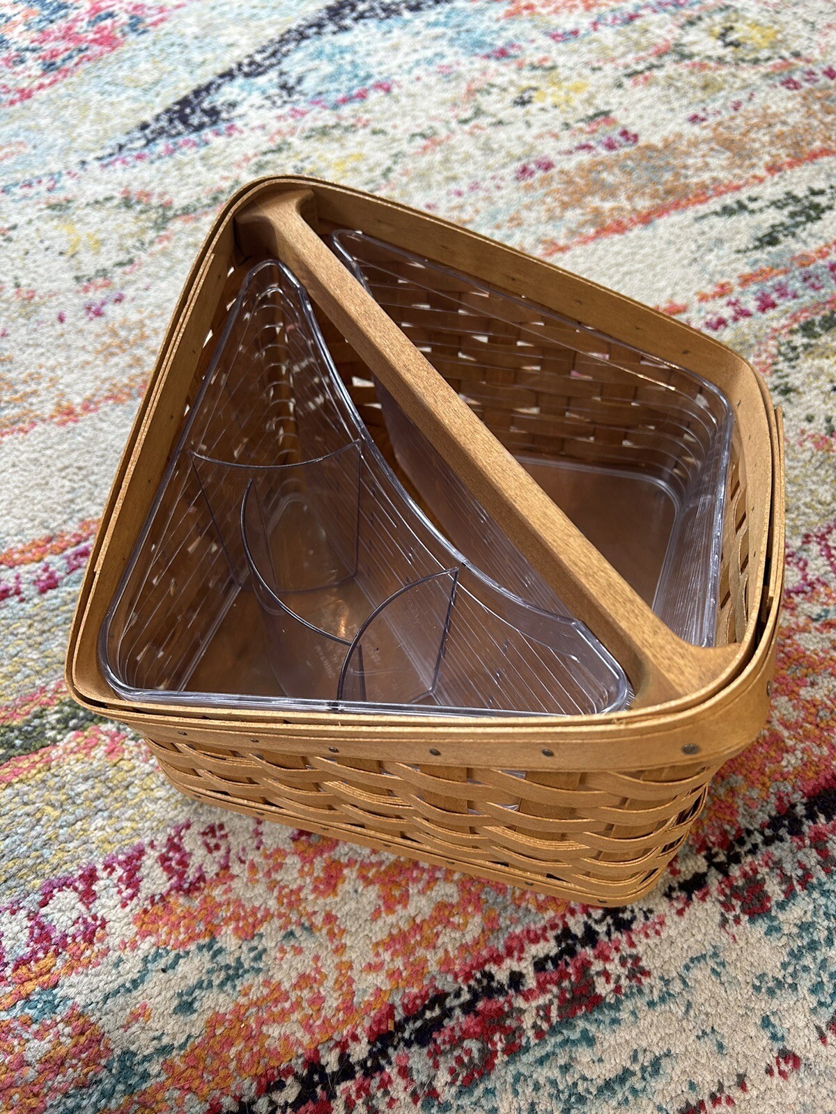 LONGABERGER SPIN ORGANIZER BASKET, LAZY SUSAN, TWO PROTECTORS, 2008
