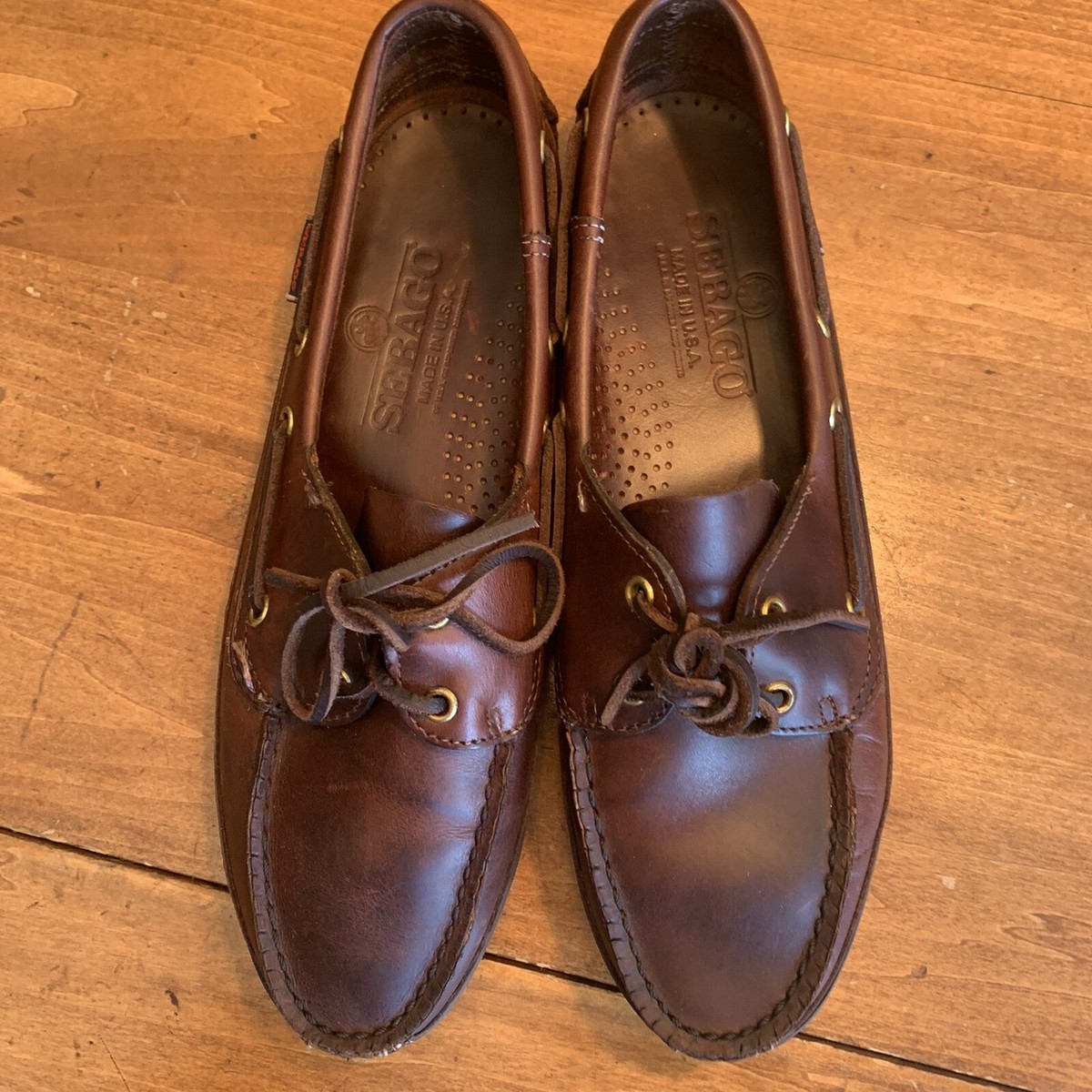 Sebago Burgundy Oiled Waxy Camp Moccasins Mens 7.5 M | eBay