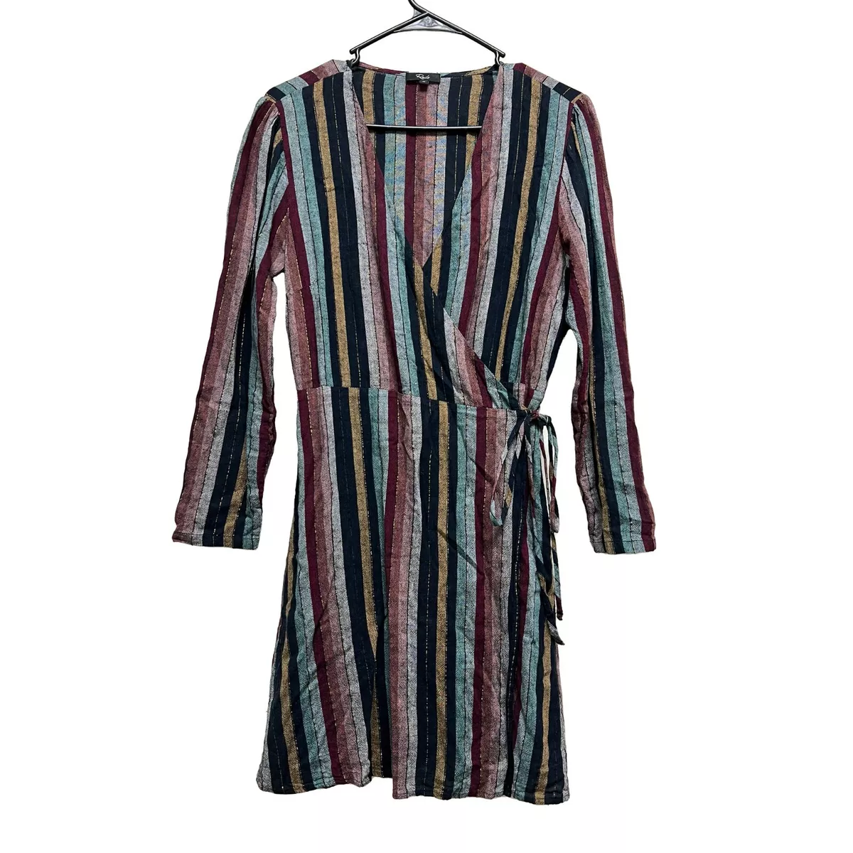 Rails Lola Varadero Metallic Striped Long Sleeve Wrap Dress | eBay