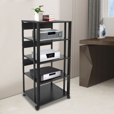 Freestanding Audio Rack AV Tower Media Stand 5-Tier Electronics Equipment Shelf