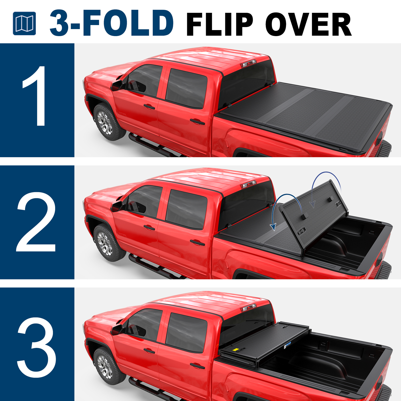 5.8FT TriFold Fiberglass Hard Bed Tonneau Cover For 0723 Silverado