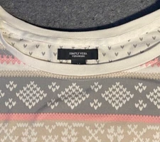 SIMPLY VERA WANG Long Sleeve HEART/STRIPPED Top Blouse Shirt MEDIUM Long Sleeve