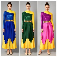 Women Rompers Color Block Ballroom Lyrical Dancewear Costume Jumpsuit Party