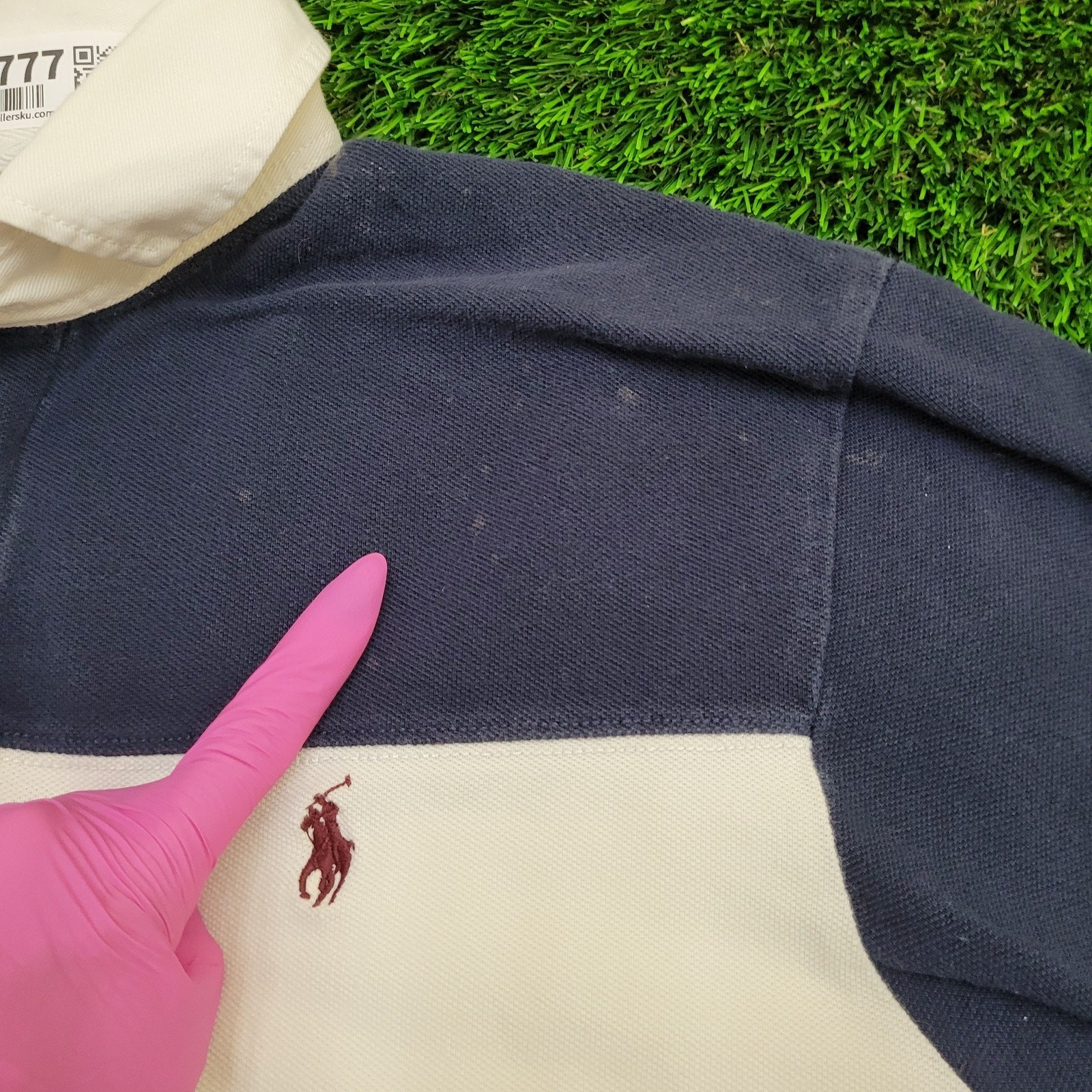 Ralph-Lauren Colorblock Polo Shirt Medium 20x27 Blue Red Pony thumbnail 4