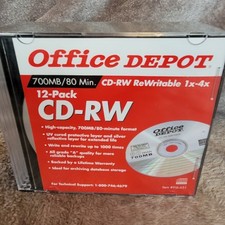Office Depot CD-RW 12 Pack 700MB 80min 1x-4x Rewritable New Sealed Lot of 12