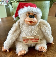 Vintage Russ Berrie Plush Gonga MERRY CHRISTMAS Thumb Sucking Gorilla 8"