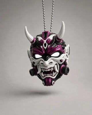 Tetsu Oni   Cyberpunk-Oni-Maskenanhänger | Japanische Fantasy-Deko