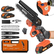 Mini Chainsaw Cordless 6 Inch 2 Battery Security Lock Handheld Tree Trimming