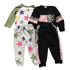 Toddler Girl Winter Matching Sets Sweatpants Stars Pink Cheetah Size 2T