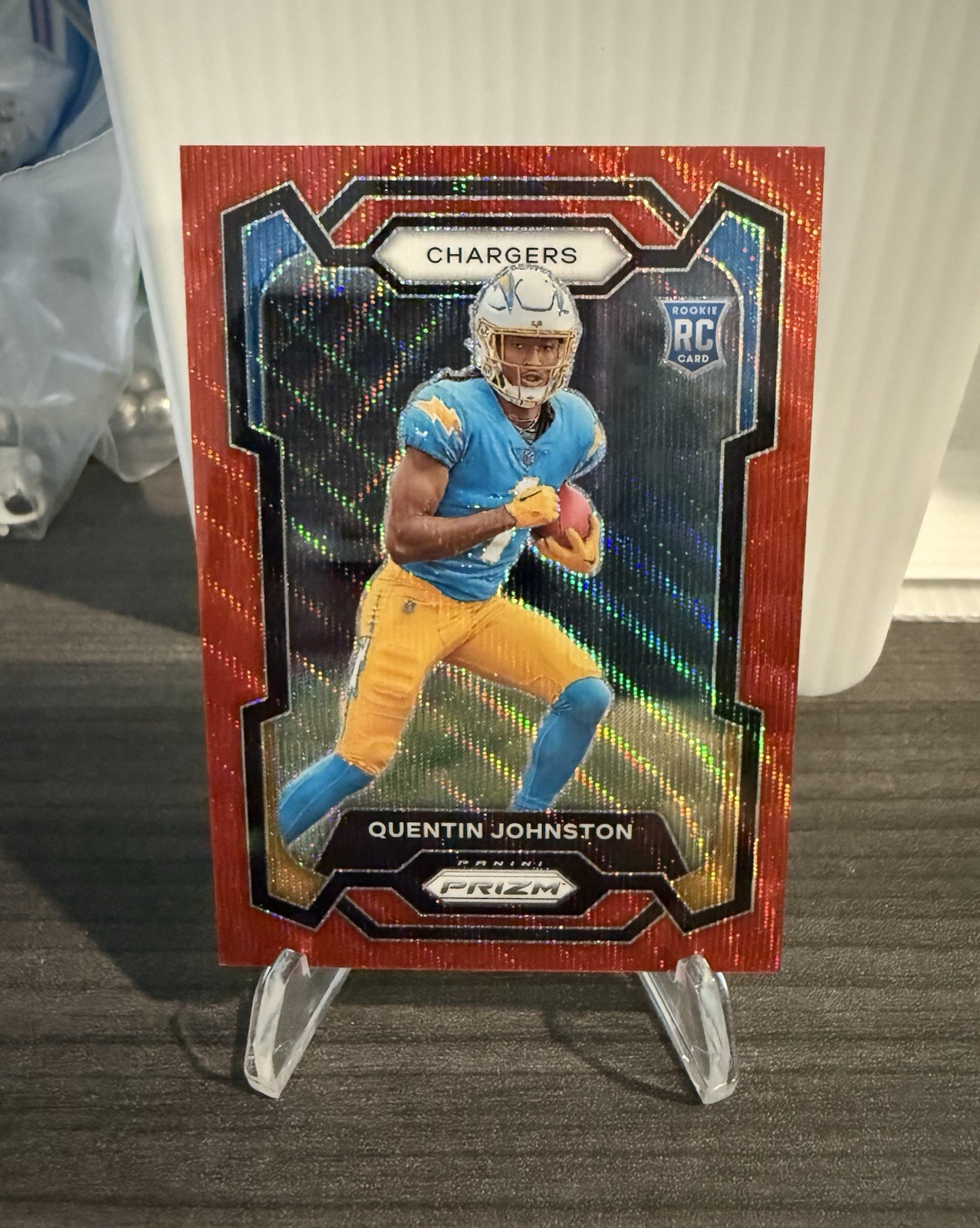 2023 Panini Prizm #353 Quentin Johnston Rookie Red Wave Prizm #’d /149 RC SP WR