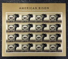 2026 USA Forever American Bison Boston World Stamp Show - Hoja de 16 búfalos como nuevos