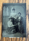 Antique Victorian Era Studio Photo Group Portrait Two Women Man c1900