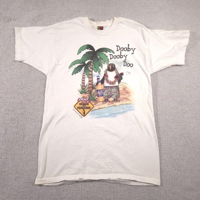 Vintage Bud Ice Shirt Mens Large White Dooby Dooby Doo Penguin