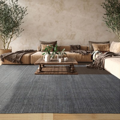 loomBloom 12'x14'9'' Gray Hand Knotted Ribbed Contemporary Oushak Wool Area Rug