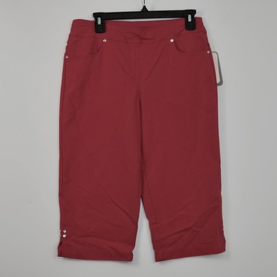 Allison Daley Women's Pants Capri  Size 8 Bright Red Side Slits NWT 36