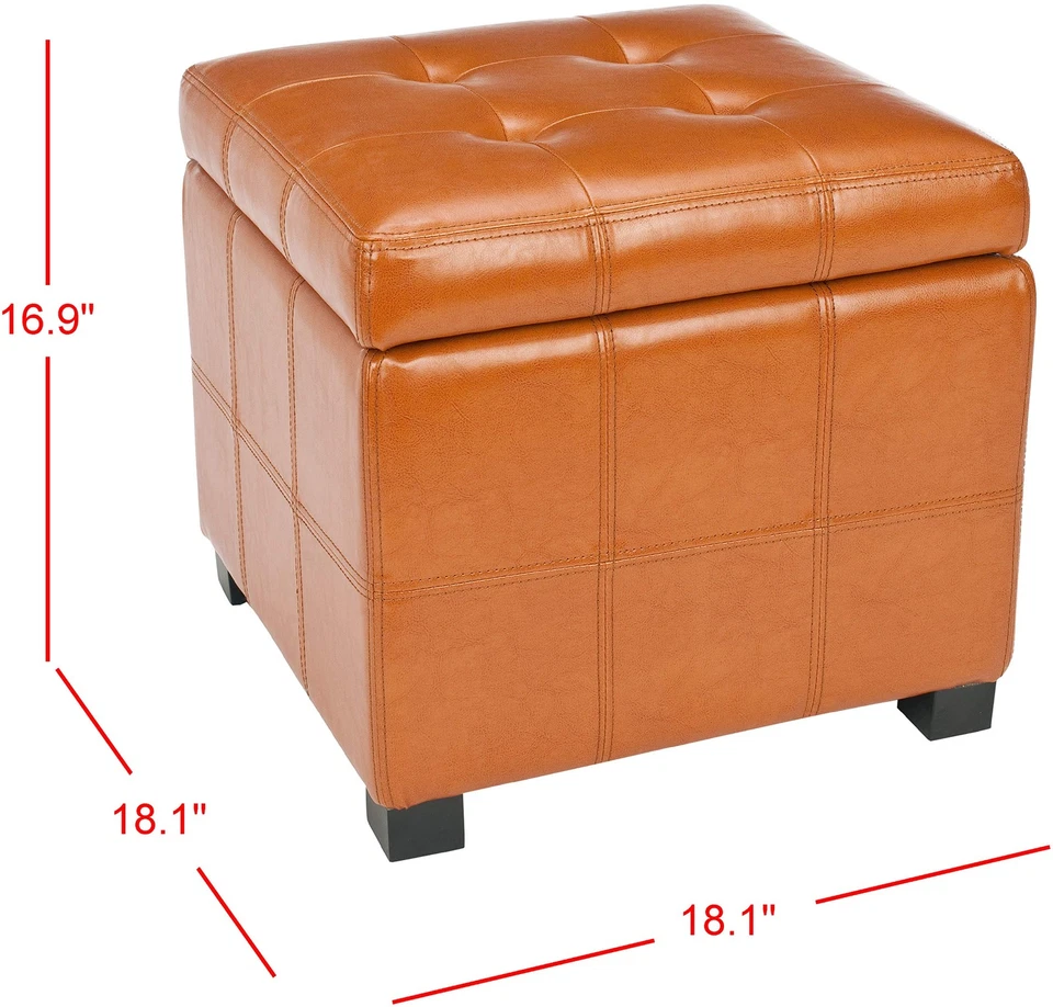 Coleção Hudson NoHo couro marrom tufado armazenamento quadrado otomano - Imagem 3 de 4