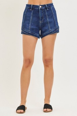 Layered Double Hem Front Seam Denim Shorts - Risen