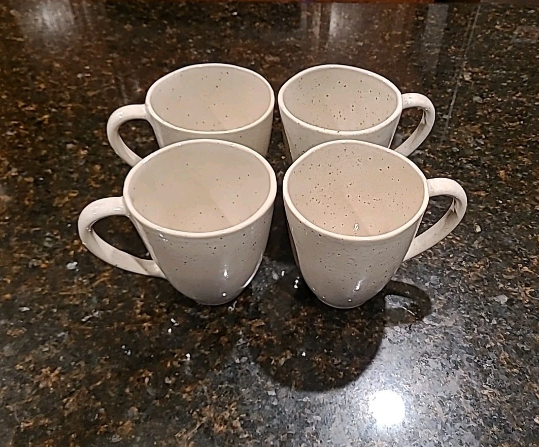 SET OF 4 Crate & Barrel WILDER 16 oz Coffee Mugs. Beige, Speckled,  Sandstone | eBay