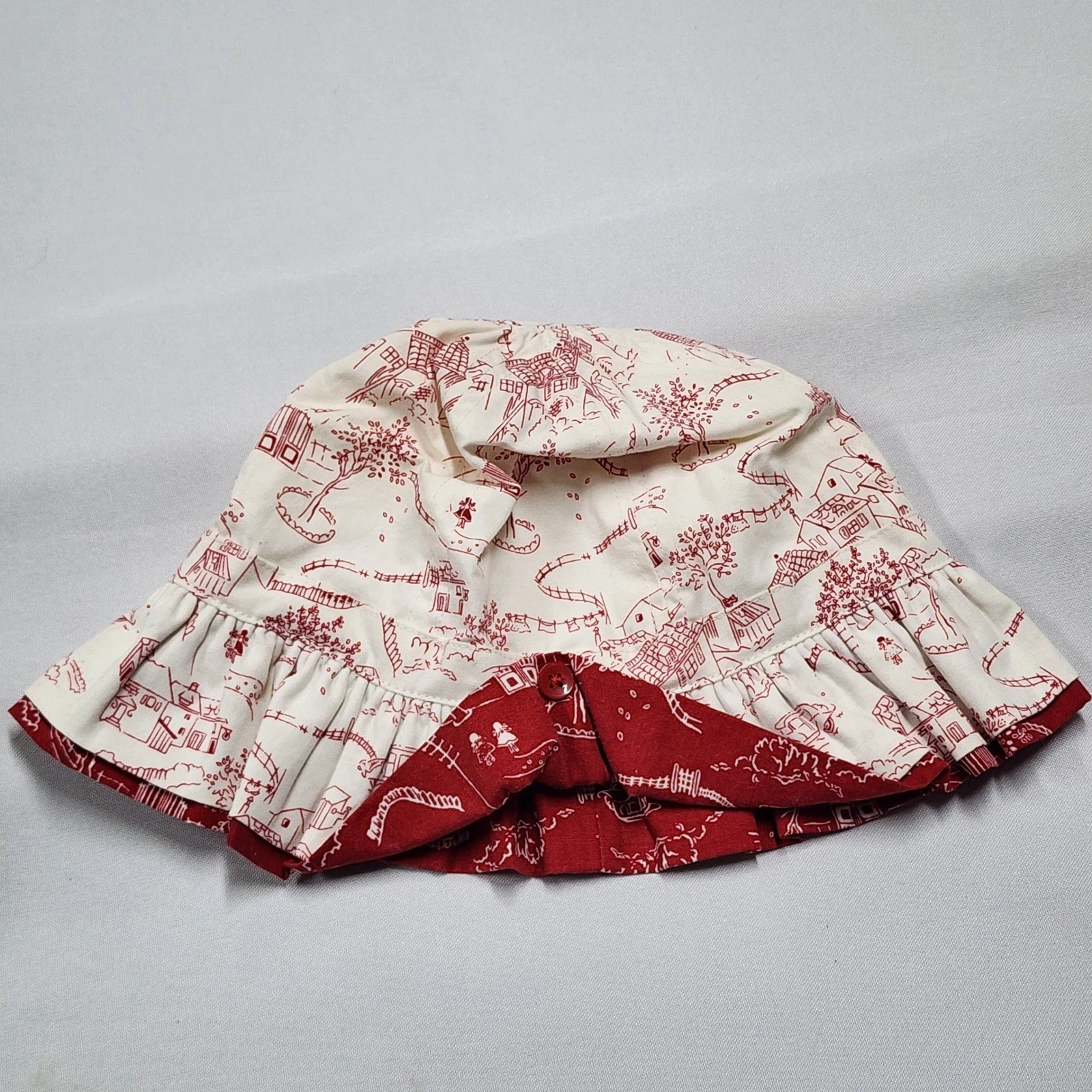 Gymboree Baby Bucket Hat 12-18 Months Red White Toile Jardin Francais VTG 2003