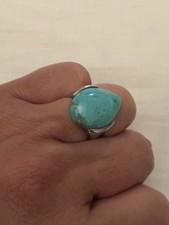 Vintage 925 Sterling Silver Teardrop Turquoise Ring Size 9  12.8 grams