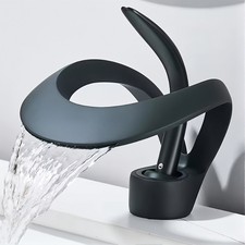 Black Modern Single Handle Waterfall Bathroom Sink Faucet Vanity Basin Mixer Tap
