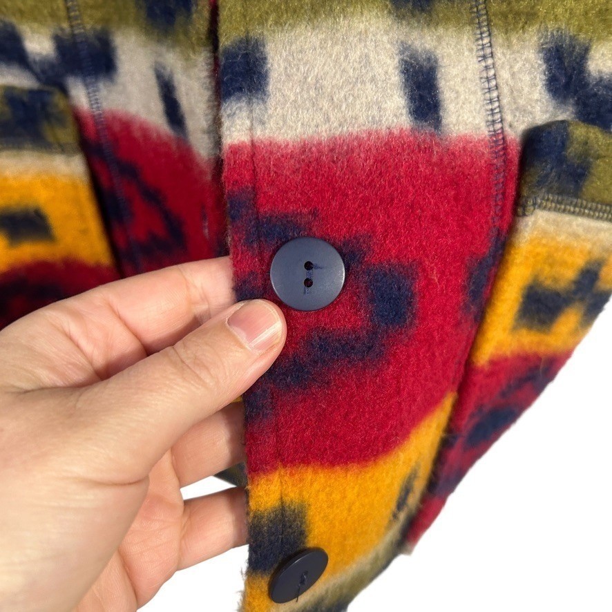 Southwest Aztec Fleece Jacket Button Front S Mult… - image 7