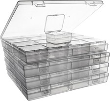 Bead Storage Containers 64 Small Clear Plastic Bead Organizer Box with Hinged...