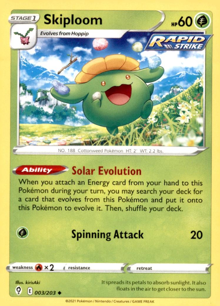 Skiploom 003/203 Uncommon Evolving Skies Pokemon Near Mint