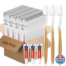 HQSLsund 200 Pack Disposable Toothbrushes w/ Toothpaste Bulk Individually Wrappe