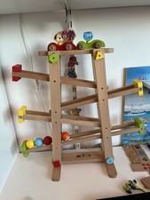 MyToys Kugelbahn Holz 2 Autos Katze Hund Drei Holzkugeln