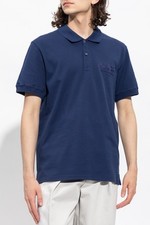 Alexander McQueen Dark Blue Embroidered Graffiti Mesh Logo Polo Shirt Size Large