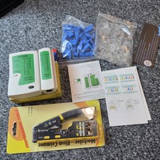RJ45 RJ11 Network Cable Crimp Tool Kit w/ Tester Connectors Ethernet Repair