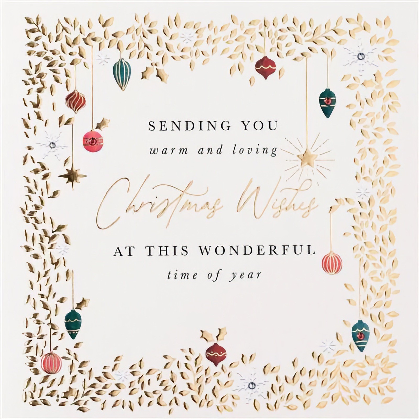 Christmas Wishes Card Baubles Sending Love At This Wonderful Time Of Year
