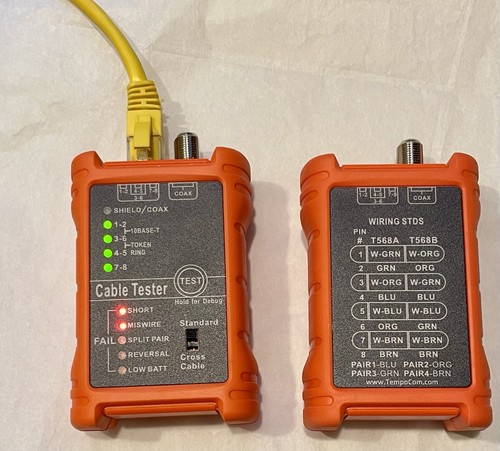 TEMPO Communications PA1594 Network Cable Tester LAN & AV Set With Wiring STDS