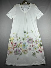 Furstenberg Pajama Gown Women  s Size 8 Orchid Flower White Pink 41" Long