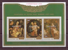 Isole Cook, foglio ricordo, Natale di Rubens, sovrastampato per Hurricane Rel