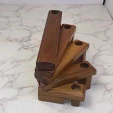 mid-century style articulating wooden candle holder Modernist